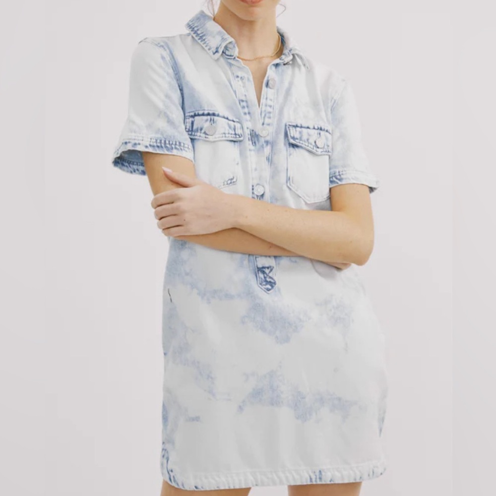 Kancan TASHA SHIRT DRESS by Kancan Los Angeles size medium denim stretch